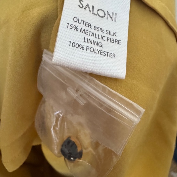 NWOT Saloni Silk Camille Gold Spot Jacquard Metallic Midi Dress 4 - Picture 5 of 9